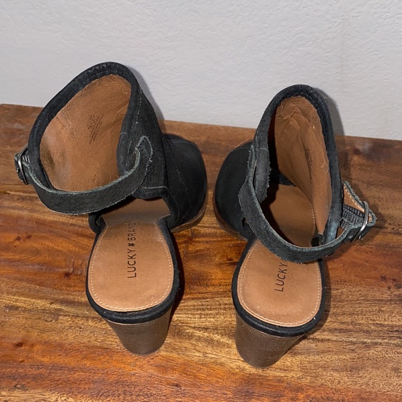 Lucky Brand Lisza Black Heels Sandals 7 - Picture 5 of 9